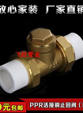 PPR黄铜止回阀热熔活接单向卧式逆逆止阀4分20 6分25 1寸32 40 50