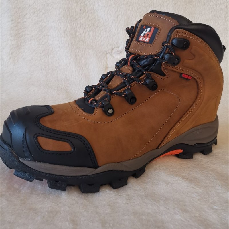 防砸防刺电绝缘安全m鞋头层牛皮中帮劳保鞋户外工装靴工作鞋钢头