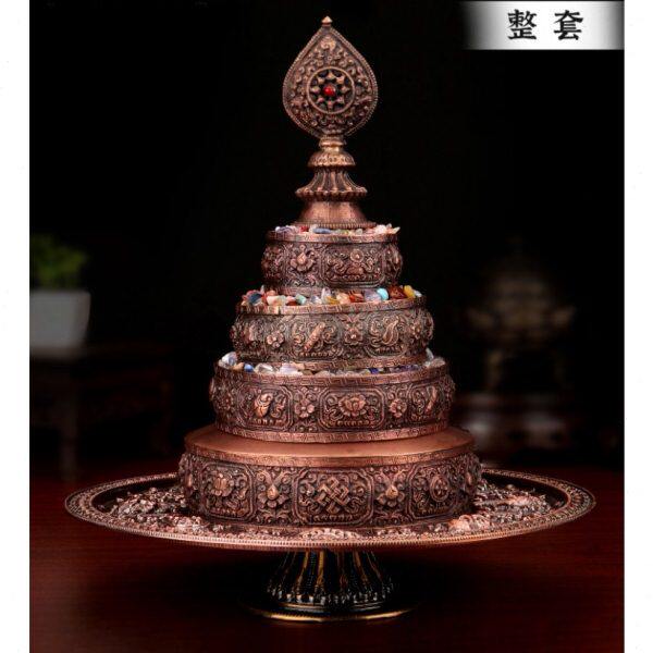 藏式紫铜纯红铜曼扎盘修盘托盘供37堆八吉祥曼达盘用品供奉摆件