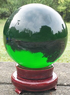 透明超大号20CM玻璃球t办公室装饰开业招财球绿色人造K9水晶球摆