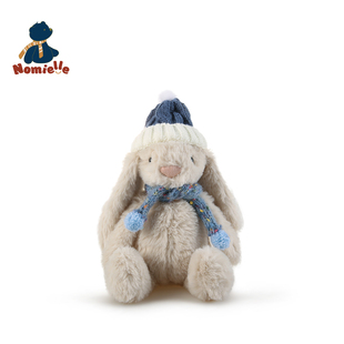 Nomielle毛绒玩具带帽围巾莱茵兔子玩偶安抚娃娃公仔新年礼物