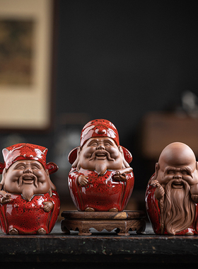 禅意中式福禄寿陶瓷工艺品摆w件创意家居客厅玄关电视柜桌面装饰