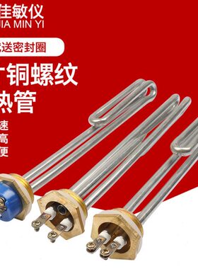 1寸螺纹加热管DN25铜头电热管太阳能热水器发热管棒 220V 2/3/4KW