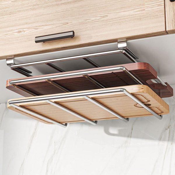 免钉橱柜下悬挂砧板架304不锈钢锅盖架菜板架厨房用品收纳置物架,厨房/烹饪用具,锅盖架/锅盖收纳垫,淘宝优惠券,粉丝福利购,淘宝优惠卷