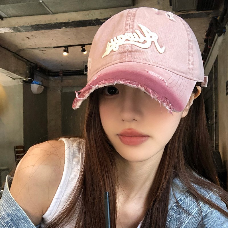 复古粉色棒球帽女2025春季新款加大加深显脸小鸭舌W帽大头围帽子