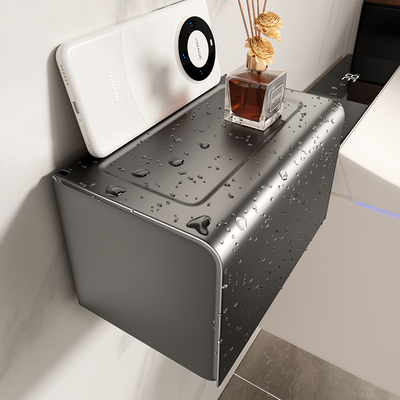 卫生间厕纸盒防水免打孔高级感z厕所纸巾架抽纸盒太空铝壁挂置物