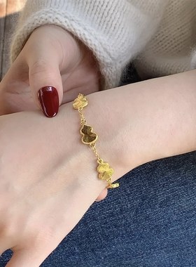 新中式沙金镭射葫芦手链q女轻奢精致高级感2025新款爆闪百搭手饰