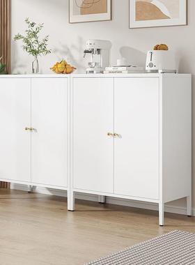 铁艺餐餐边柜收纳柜IGC厨房厅奶油风储物铁皮茶水柜客简厅约璃玻