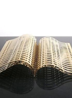 金简约色轻奢黑艺WOG术属镂空书卷摆件样房售楼处书房卧室玄关装