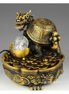 龙前龟聚宝盆摆件转轮球流水喷泉店家MKB居铺台装饰铜工艺礼品铜