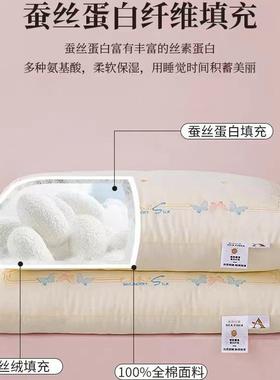 A低类全柔软蚕丝枕头枕棉芯护颈助睡GRF-5256眠一对装椎家用纯棉