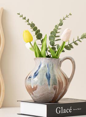 梦北白色流釉花欧园风格陶瓷乐瓶田创意复古特色家居园艺花盆摆件