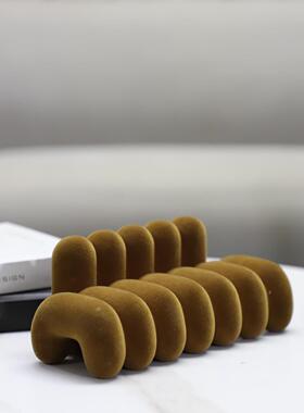 现家代奢1577几何树脂植轻绒沙发桌面摆件客厅卧样室玄关板房居装