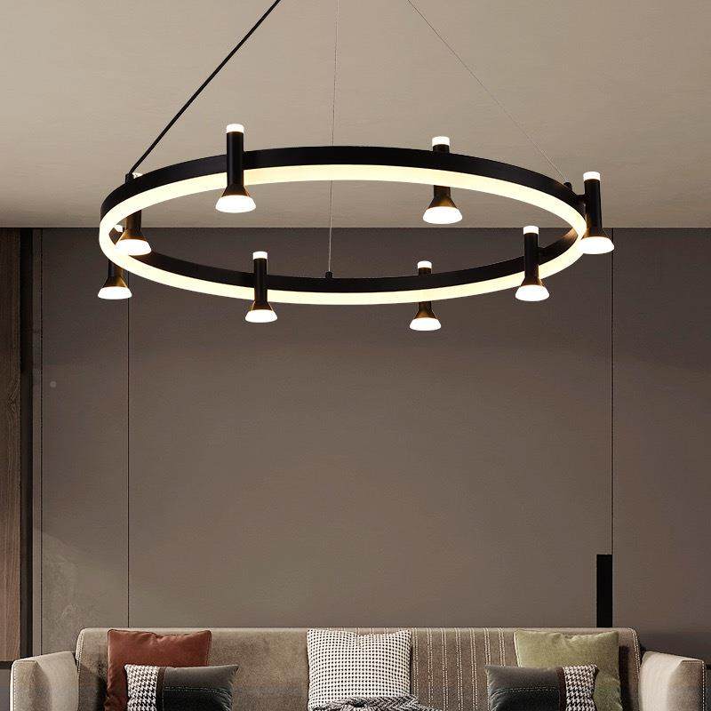 代现简约新款客厅多头铁艺灯罩卧圆吊酒店别墅样487板灯房室吊灯,家装灯饰光源,智能吊灯,淘宝优惠券,粉丝福利购,淘宝优惠卷