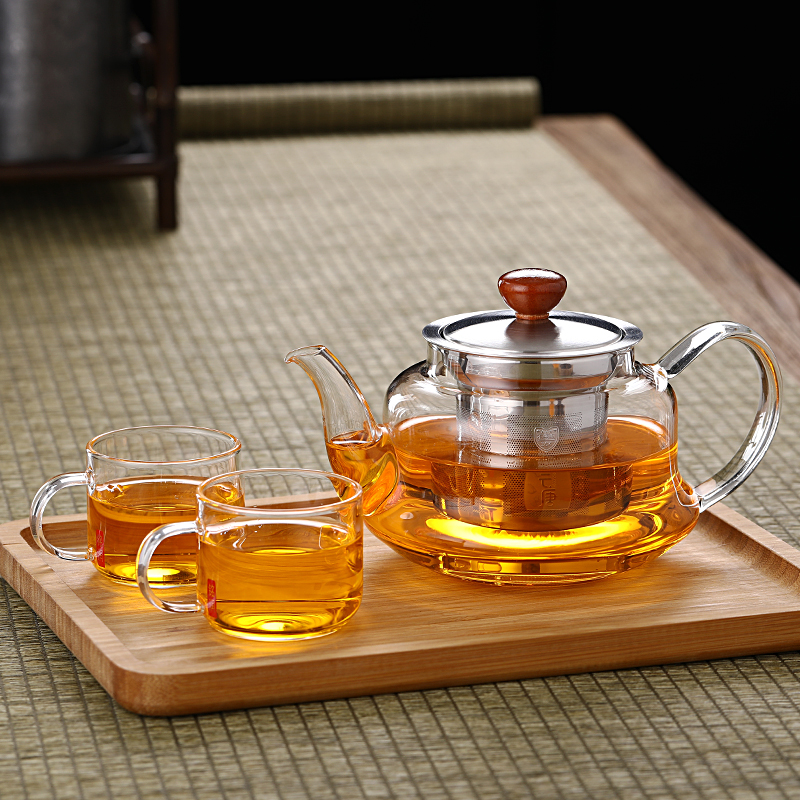 泡茶壶茶壶花茶壶茶具加厚玻璃耐C高温家用单壶小号可加热不锈钢