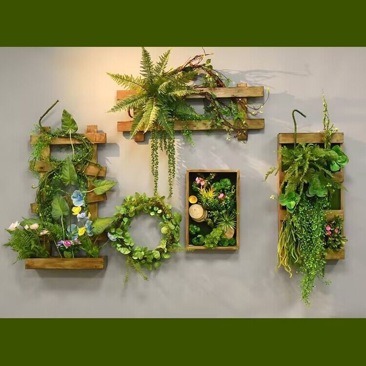 仿真多肉绿植装饰框植物壁挂鹿头墙壁装饰挂件立体挂墙绿植背景墙