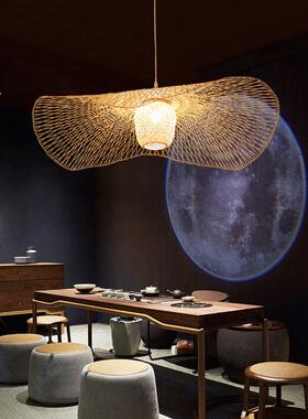 新中式工程餐6563厅式吊灯禅意日编榻榻灯米藤艺竹灯创意客厅装修