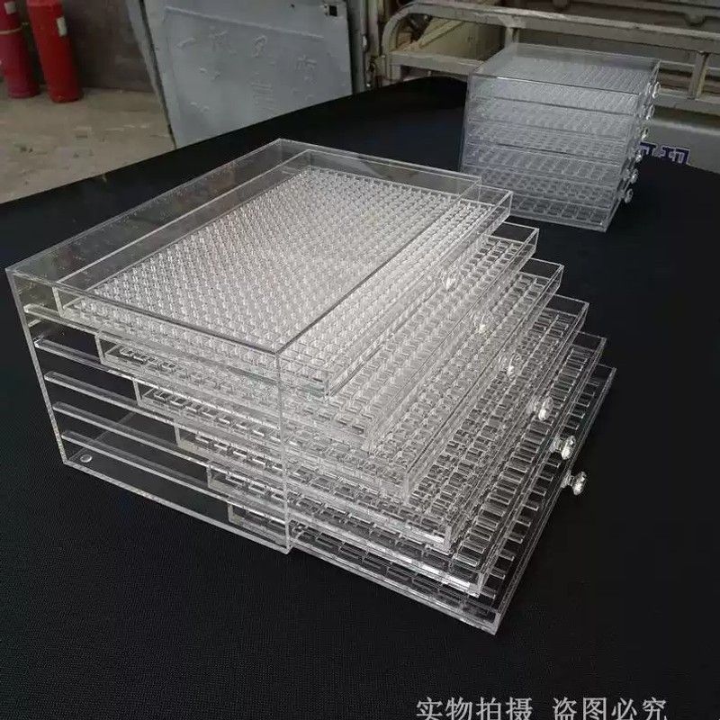 新款华子别墅亚克力收纳盒美甲饰品小格子抽屉整理盒多层钻盒透明
