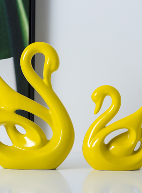 现代简约家居摆件装饰品创意y天鹅酒柜玄关电视柜摆件陶瓷工艺品