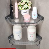浴室双层三角篮置物架卫生间免打孔厕所转角架洗手间淋浴房收纳