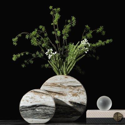 新中式玄关摆件圆形陶瓷花瓶轻奢样板房客厅餐桌插花花器软装饰品,家居饰品,花瓶,淘宝优惠券,粉丝福利购,淘宝优惠卷