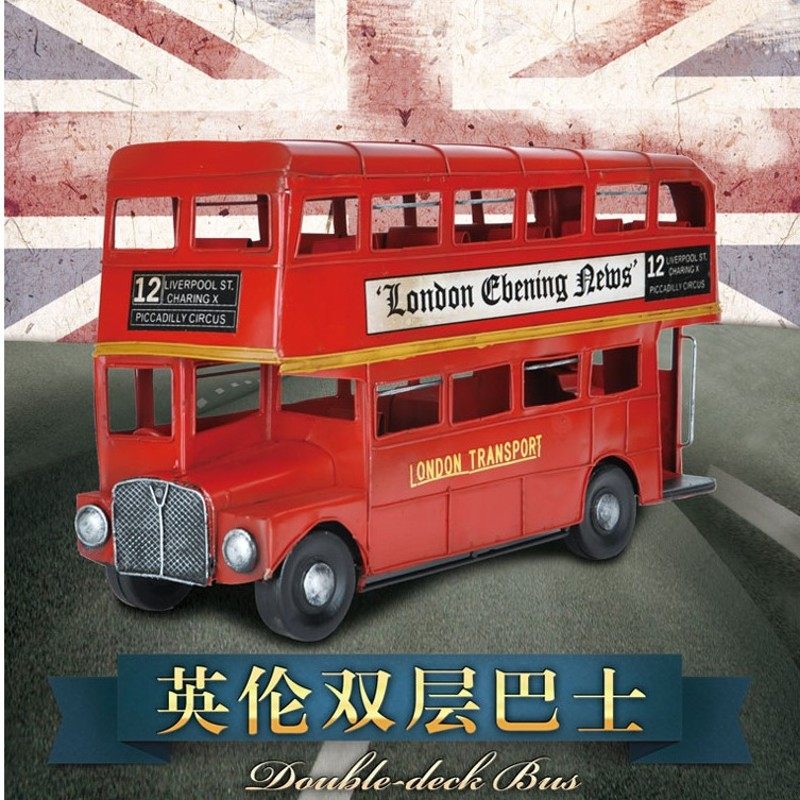 复古双层巴士英伦伦敦风s格摆件模型 红色巴士模型 公交车 车模