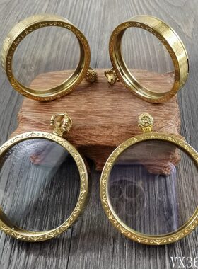 圆形嘎乌盒防水双面小唐卡盒子透明可打开装朱砂相片吊坠壳不掉色