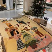 圣诞一家节日布置装 Christmas 饰毯沙发毯挂毯 Merry 美国订单