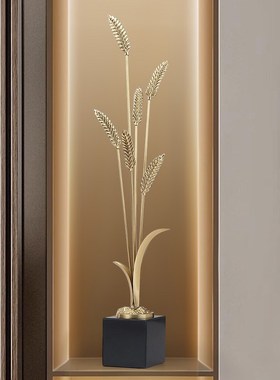 丰收大麦摆件黄铜客n厅入户电视柜玄关乔迁新居送礼轻奢高档礼品