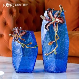 罗比罗丹珐琅彩工艺花瓶创意创意气泡玻璃花器轻客厅家居茶几摆件