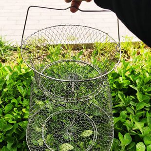 钢丝鱼护防挂鱼篓折叠便携网兜海钓昂刺鱼溪流路亚不锈钢金属渔护