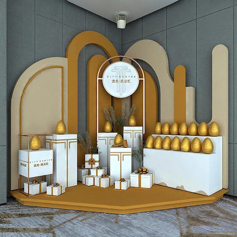 金蛋台定制美陈道具售楼处房地产展厅布置装饰创P意4S礼品堆dp道