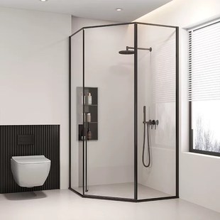 家用钻石型淋浴房钢化玻璃浴室干湿分离隔断T卫生间玻璃门定制