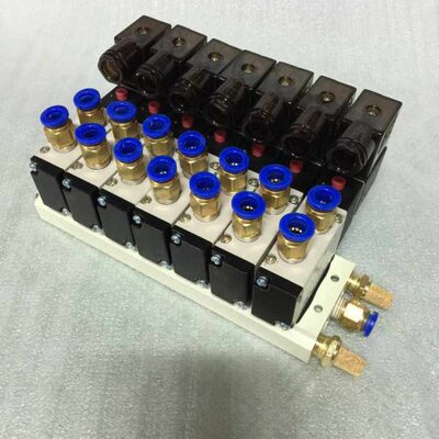 亚德客二位五通电磁阀4V210-08组合阀PL200-7F电磁组阀7只装