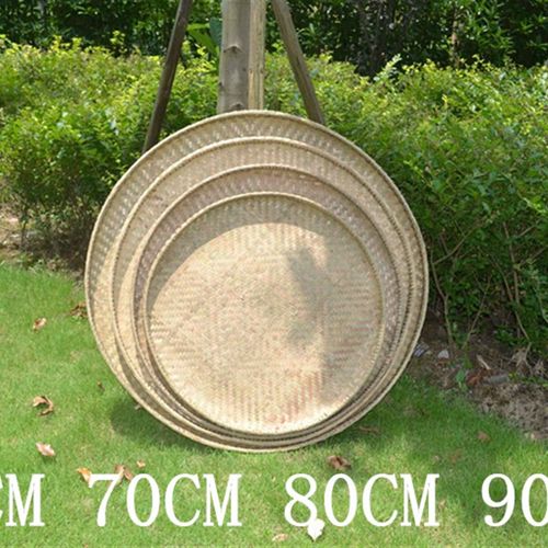 竹编制品簸箕全j竹子传统圆形簸箕加固无孔簸箕家用纯手工晾晒装