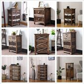 复古田园床头柜实木简易小柜子40窄做旧藤编收纳储物柜多功能斗柜