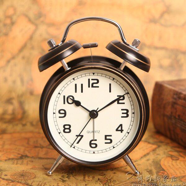 包邮欧式复古闹钟 金属打铃现代简约 创意个性学生懒人夜光床头钟