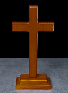 橡木色实木十字架摆件 教会用品 家用摆件装饰U物品 小礼物品