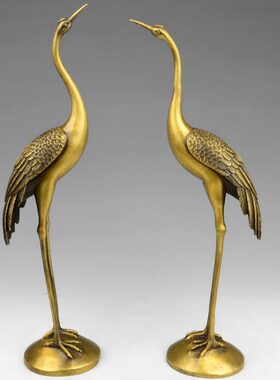 班德拉斯纯铜仙鹤摆件松鹤延年祝寿摆件生日礼物贺寿工艺品