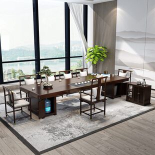 中式简约现代大班台办公室实木泡茶桌阳台茶几泡茶桌茶室客厅茶台