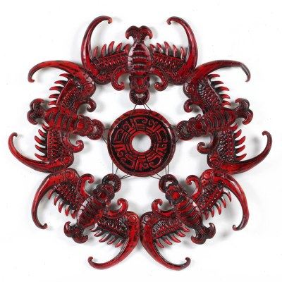 五福临门蝙蝠桃木墙壁挂件 新中式玄关壁饰墙上挂饰 卧室墙面装饰,家居饰品,壁饰,淘宝优惠券,粉丝福利购,淘宝优惠卷