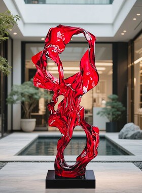 新款透明树脂摆件会m所酒店大堂太湖石雕塑落地装饰抽象玄关艺术