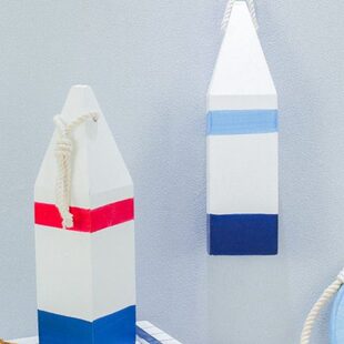 地中海木质蓝白浮标挂件墙壁饰个性酒吧会所咖啡馆拍摄道具装饰品