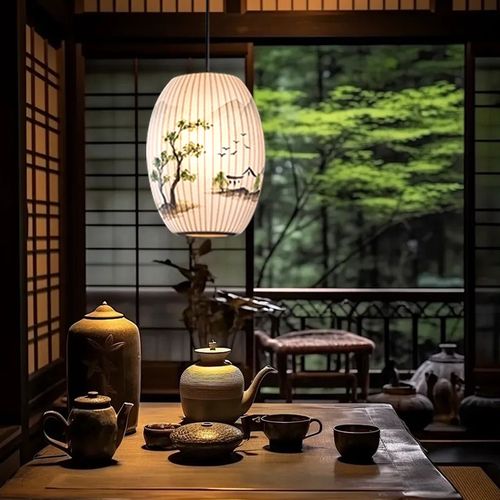 新中式禅意吊灯中国风客厅卧室书房灯G古风灯笼茶楼布艺餐厅阳台