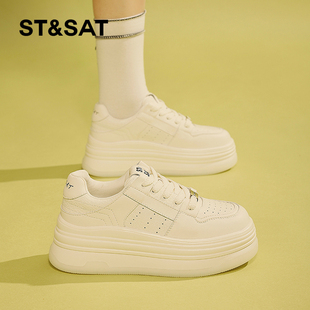 星期六6cm厚底小白鞋女款2026春季新款小个子增高鞋运动休闲板鞋