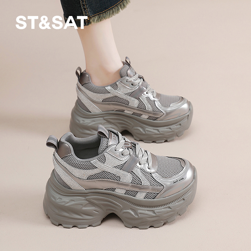 星期六女鞋潮酷网面老爹鞋女