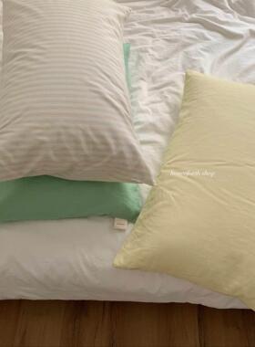 henceforth棉麻系列枕套ins风枕头套配色床品多色隐形拉炼48*74cm