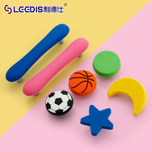 彩色软胶硅胶衣柜抽屉柜门把手单孔橱柜门把手儿童房家具卡通拉手