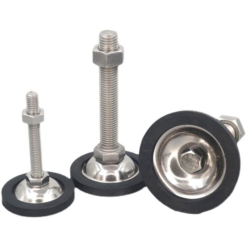 304不锈钢平底喇叭防滑调节支撑脚杯m12m16减震调整脚地脚螺丝