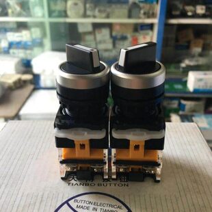 2二档选择按钮开关孔径22MM二绿色常开触点 20X 天博LAY39 LAY39C